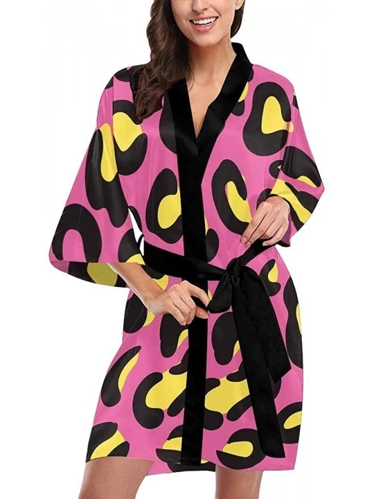 Robes Custom Rainbow Cartoon Flamingo Unicorn Women Kimono Robes Beach Cover Up for Parties Wedding (XS-2XL) - Multi 2 - CH19...