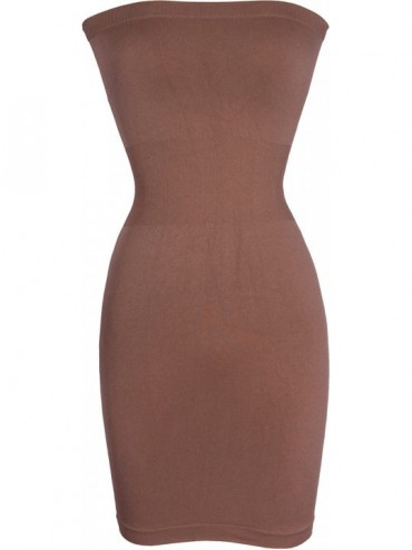 Shapewear Seamless Smoother Tube Slip Dress - Mocha - CT110QEERER $10.28