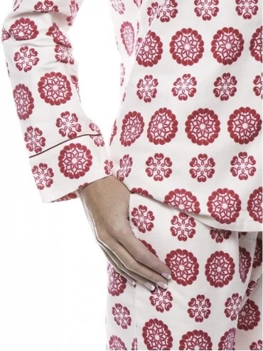 Sets Twin Boat Womens 100% Cotton Flannel Pajama Sleepwear Set - Mandala Cream/Red - CC12IRWT8W5 $26.84