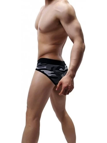 Briefs Camouflage Men's Underwear Mesh Partition Bag Nylon Comfort Underwear - Grey - CP192LQXYNN $13.14