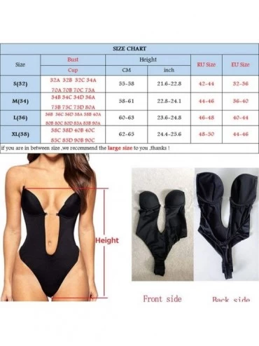 Shapewear Womens' Plunging V-Neck Shapewear Body Shaper Backless Bodysuit Thong Shapewear Body Suit - Black - CW197NW0UDN $24.05