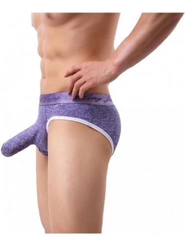 G-Strings & Thongs Men's Sexy Triangle Underwear Elephant Nose Bulge Pouch Elastic Spandex Trunks Thong Underpants - Purple -...