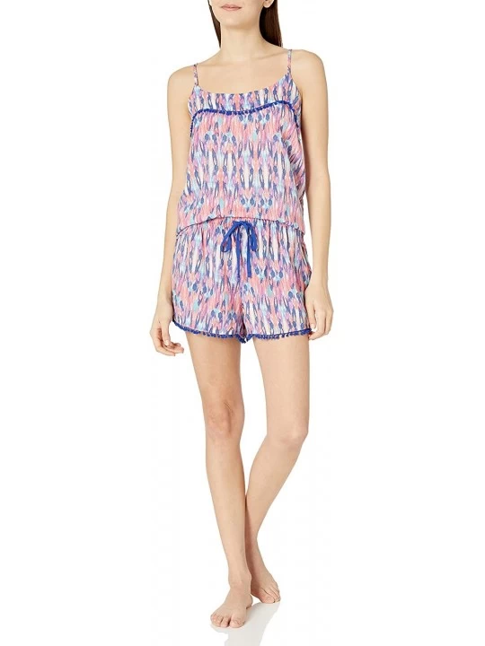 Sets Women's Sleepwear Pom Trim Tank and Short Pajama Set - Color Burst - CQ12NZ8WJI3 $25.00