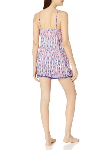 Sets Women's Sleepwear Pom Trim Tank and Short Pajama Set - Color Burst - CQ12NZ8WJI3 $25.00