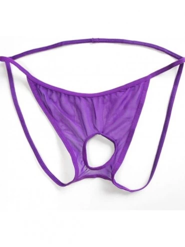 G-Strings & Thongs 2019 Hot Sexy Men Briefs Novelty Thongs G-Strings Hole Funny Underwear - Purple - CD198OT8ZU4 $28.62