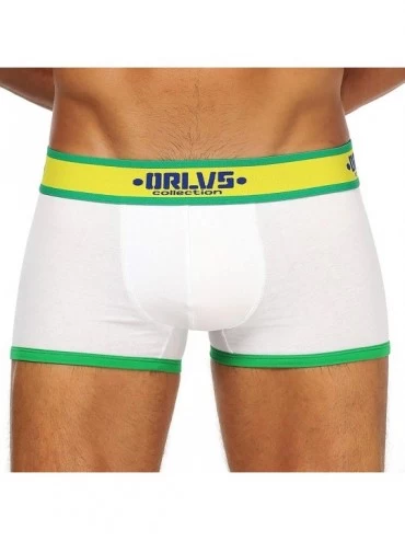 Trunks Men's Underwear Boxer Briefs Cotton No Ride-up Sport Underwear - Wht+nav+yel - CF1933OCOKL $17.88