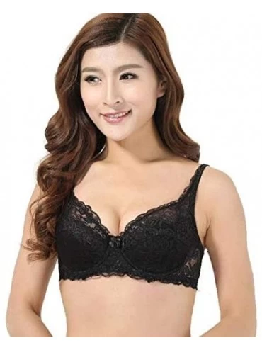 Bras Sexy Lingerie Women Push Up Deep V Ultrathin Underwire Padded Lace Brassiere Bra - Black - C61967AUCUS $7.84