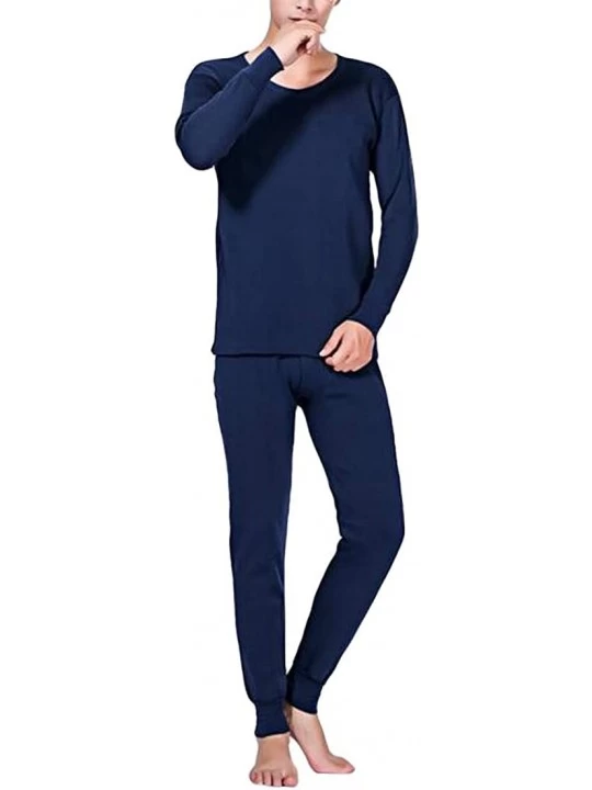 Thermal Underwear Men's Thermal Underwear Set Long Johns Winter Base Layer Top & Bottom 2 Sets - 1 - C6194CQ40UU $27.45