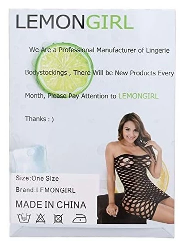 Baby Dolls & Chemises Women Fishnet Lingere BadyDolls Chemise Long Sleeve Stocking Size US2-18 - Red - CJ18Y67Y9H6 $7.33