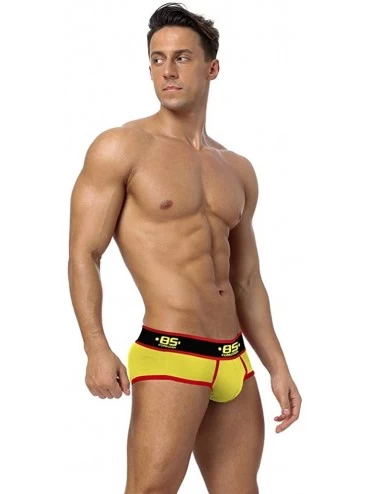 Briefs Men's 3 Pack Cotton Underwear Breathable Low Rise Big Pouch Briefs - Black-red-yellow - CO18Z92YO8U $17.85