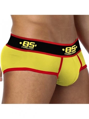 Briefs Men's 3 Pack Cotton Underwear Breathable Low Rise Big Pouch Briefs - Black-red-yellow - CO18Z92YO8U $17.85