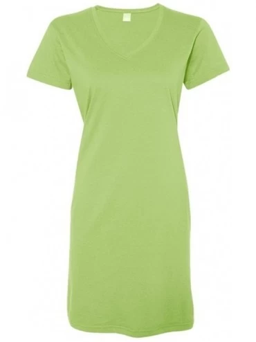 Nightgowns & Sleepshirts Ladies Fine Jersey V-Neck Coverup T-Shirt Beach and Lounge Dress - Key Lime - CR128GII8PD $36.58