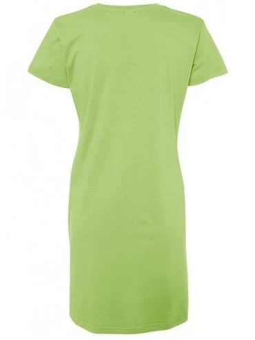 Nightgowns & Sleepshirts Ladies Fine Jersey V-Neck Coverup T-Shirt Beach and Lounge Dress - Key Lime - CR128GII8PD $36.58