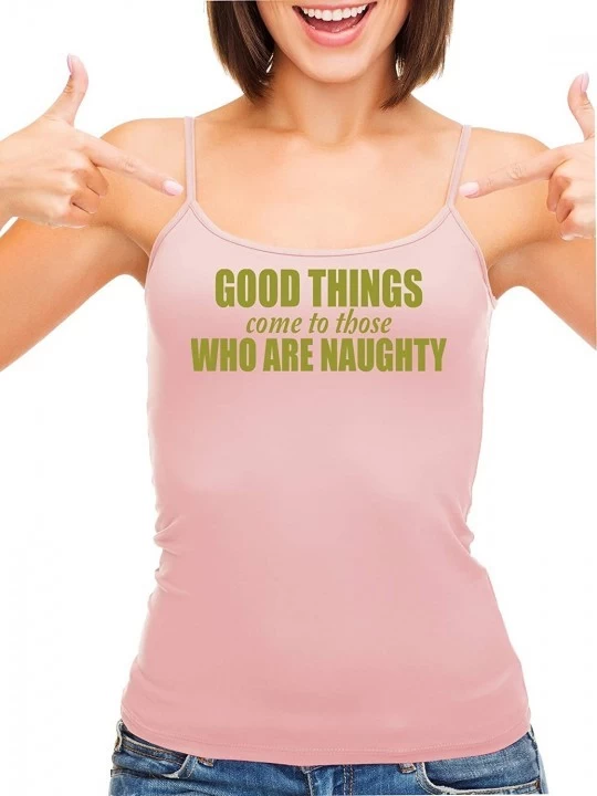 Camisoles & Tanks Good Things Come to Those Who Naughty Pink Camisole Tank Top - Gold - CO197QZ4NTQ $17.19