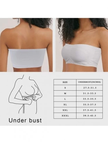 Camisoles & Tanks Women's Seamless Padded Bandeau- Basic Layering Strapless Tube Top Bra Stretch Bralette 1-4 Packs - 3pk Bei...