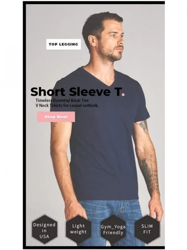 Undershirts Men's V-Neck T-Shirts- Plain Short Sleeve Comfort Soft Cotton Tee Undershirts - Single1pc_heather Grey - CI18AM7Z...