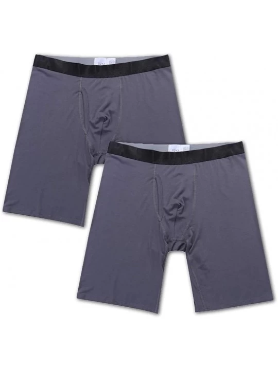 Boxer Briefs 2-Pack Men's Modal Underwear 9" Long Leg Boxer Briefs - Gray - C6185C0508T $25.65