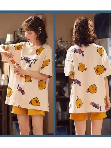 Sets Women's Cute Print Cotton PJ Sleepwear Two Piece Pajama Short Set Nightwear - Duck-sjk1805 - C9197LXUWTL $19.56