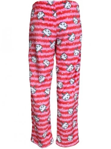 Bottoms Junior's Fuzzy Plush Pajama Pants - Pink Caticorn - C418Z9TQXUG $18.92