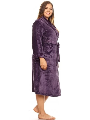 Robes Women's 099-04 Plus Size Super Soft Lounge Robe in Purple - 2XL/3XL - C818UZHHM02 $25.54