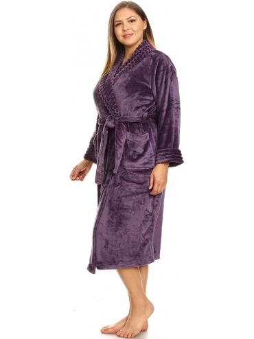 Robes Women's 099-04 Plus Size Super Soft Lounge Robe in Purple - 2XL/3XL - C818UZHHM02 $25.54