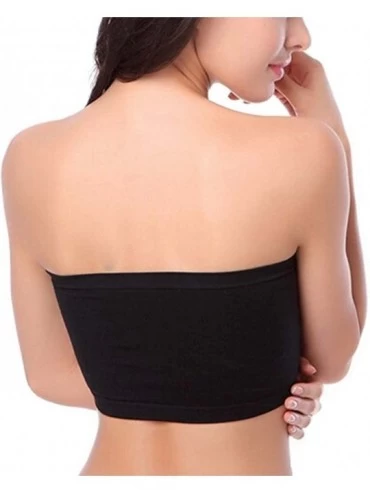 Bras Bra Tube Top Bandeau Style Removable Padding Bra Seamless Stretch - Black - C111A1C236R $12.03