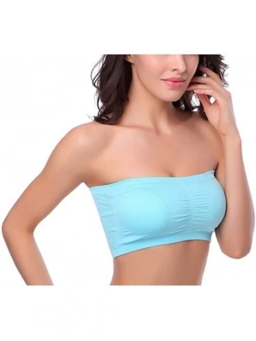 Bras Bra Tube Top Bandeau Style Removable Padding Bra Seamless Stretch - Black - C111A1C236R $12.03