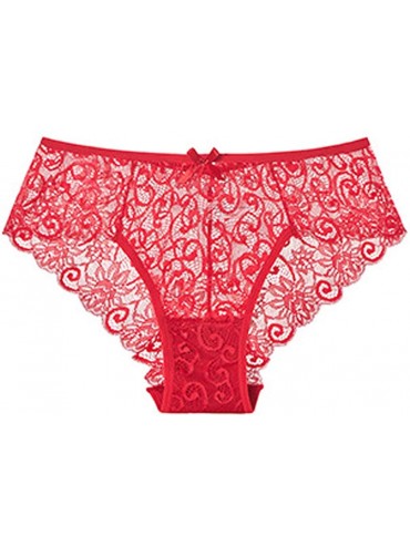 Slips Women Pantie Sexy Lace Knicker Sexy Comfortable Ventilation Underpants Underwear - Red - CF18X65Q0Q3 $9.84