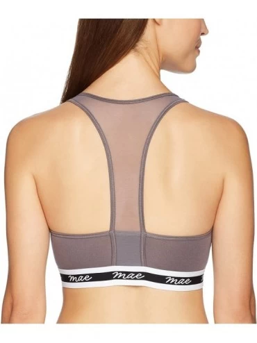 Bras Women's Racerback Mesh Modal Logo Elastic Bralette - Charcoal Grey - CF187CQ86IO $8.39