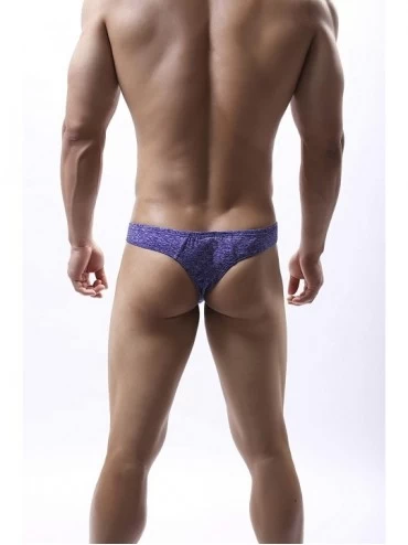 Briefs Men's Elephant Nose Long Bulge Pouch Boxer Briefs G-Strings & Thongs - Purple - CQ18AR2DC0N $11.72