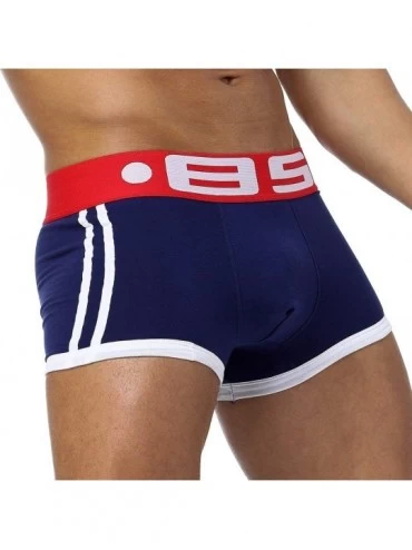 Boxer Briefs Men's Cotton Boxer Briefs Underwear Breathable Stretch Trunks 3 Pack - Black/Navy/Red - CR18ZE7RKWU $13.46