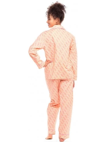 Sets Women's Lightweight Button Down Pajama Set- Long Cotton Pjs - Pink and White Polka Dot With Pink Piping - C612LV2D397 $3...