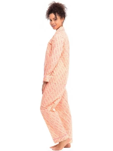 Sets Women's Lightweight Button Down Pajama Set- Long Cotton Pjs - Pink and White Polka Dot With Pink Piping - C612LV2D397 $3...