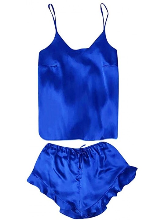 Sleepwear- Womens Sexy Lingerie 2 Piece Set Satin Pajamas Cami Shorts ...