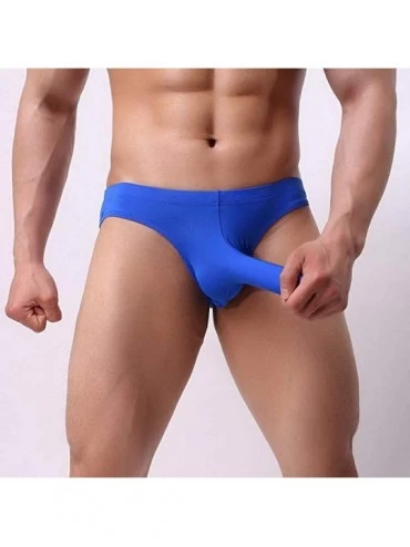 Briefs Men's Elephant Nose Briefs Underwear Breathable Ice Silk Underpants - Blk+blu+red+wht - CT192M64RZU $25.66