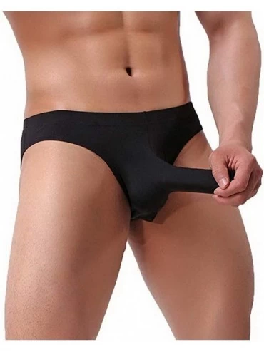 Briefs Men's Elephant Nose Briefs Underwear Breathable Ice Silk Underpants - Blk+blu+red+wht - CT192M64RZU $25.66