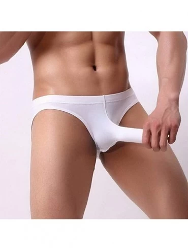 Briefs Men's Elephant Nose Briefs Underwear Breathable Ice Silk Underpants - Blk+blu+red+wht - CT192M64RZU $25.66