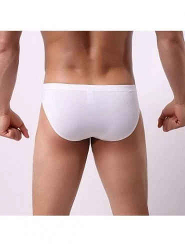 Briefs Men's Elephant Nose Briefs Underwear Breathable Ice Silk Underpants - Blk+blu+red+wht - CT192M64RZU $25.66