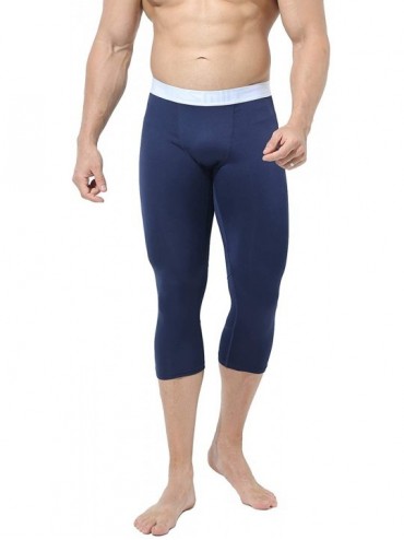 Thermal Underwear Men's Soft Pouch Capri-Pants High Elasticity Low Rise Warm Pants Underwear - Blue - C5192Z547WS $17.22