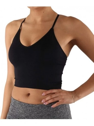 Shapewear Women's Core Compression Crop Bra Top with Removable Pad - 70_black - CT18SDAQRMZ $16.46