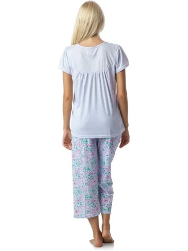 Sets Women's Short Sleeve Capri Pajama Set - Flower/Purple - CQ12K9W5F1J $24.16