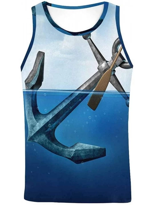 Undershirts Men's Muscle Gym Workout Training Sleeveless Tank Top Floating Anchor - Multi1 - CU19DLN3L8U $21.19