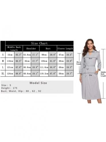 Robes Women's Kimono Robes Cotton Lightweight Long Robes Knit Bathrobe Soft Sleepwear Bathrobes for Women - Grey - C818N8DX5E...