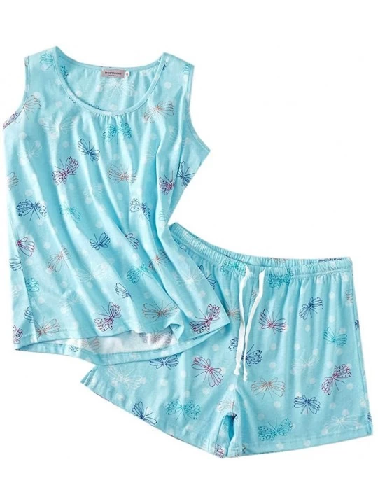 Sets Women's Cute Sleeveless Print Tee and Shorts Sleepwear Tank Top Pajama Set - Flying - C818WTDX2XI $23.95