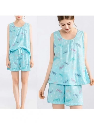 Sets Women's Cute Sleeveless Print Tee and Shorts Sleepwear Tank Top Pajama Set - Flying - C818WTDX2XI $23.95