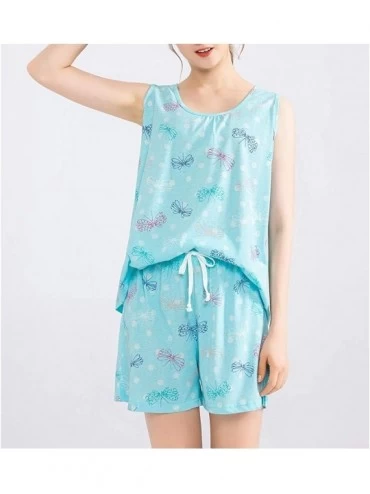 Sets Women's Cute Sleeveless Print Tee and Shorts Sleepwear Tank Top Pajama Set - Flying - C818WTDX2XI $23.95