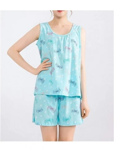 Sets Women's Cute Sleeveless Print Tee and Shorts Sleepwear Tank Top Pajama Set - Flying - C818WTDX2XI $23.95