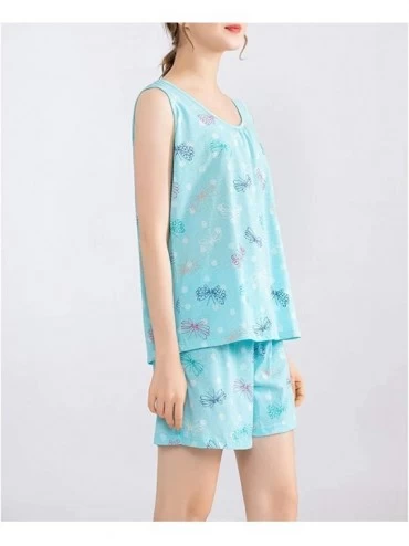 Sets Women's Cute Sleeveless Print Tee and Shorts Sleepwear Tank Top Pajama Set - Flying - C818WTDX2XI $23.95