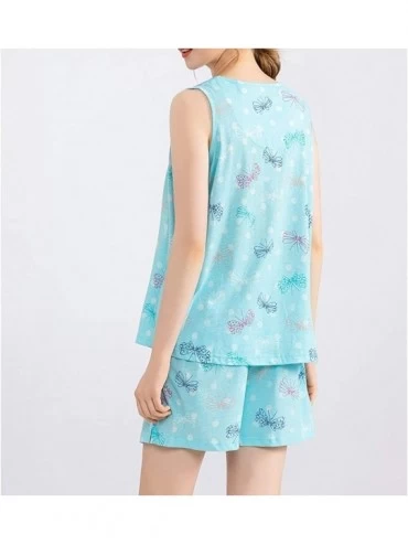 Sets Women's Cute Sleeveless Print Tee and Shorts Sleepwear Tank Top Pajama Set - Flying - C818WTDX2XI $23.95