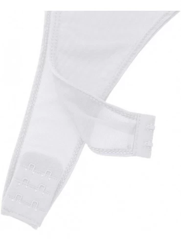 Shapewear Women's See Through Mesh Short Sleeve Shirt High Cut Thongs Bodysuit Bikini Swimsuit - White - CU18RS3M3QC $17.62